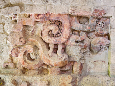 Stucco friezes at Balamku Archaeological Site, Campeche State, Mexico