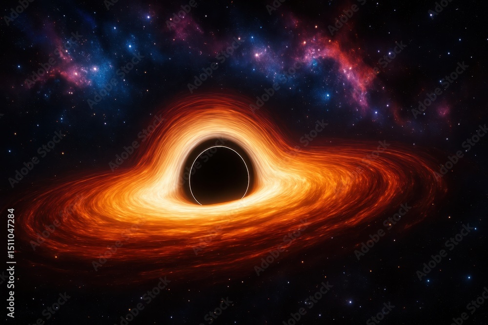 Aufkleber mesmerizing cosmic scene of a supermassive black hole surrounded by a swirling accretion disk of sup