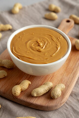 Organic Peanut Butter in a Bowl, side view.