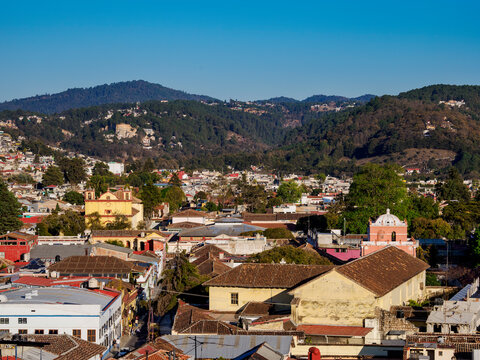 San Francisco de Asis Church and Arco del Carmen, elevated view, San Cristobal de las Casas, Chiapas State, Mexico