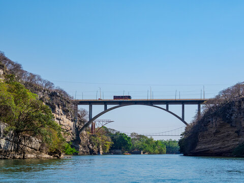 Dr. Belisario Dominguez Bridge over the Grijalva River, Chiapa de Corzo, Chiapas State, Mexico