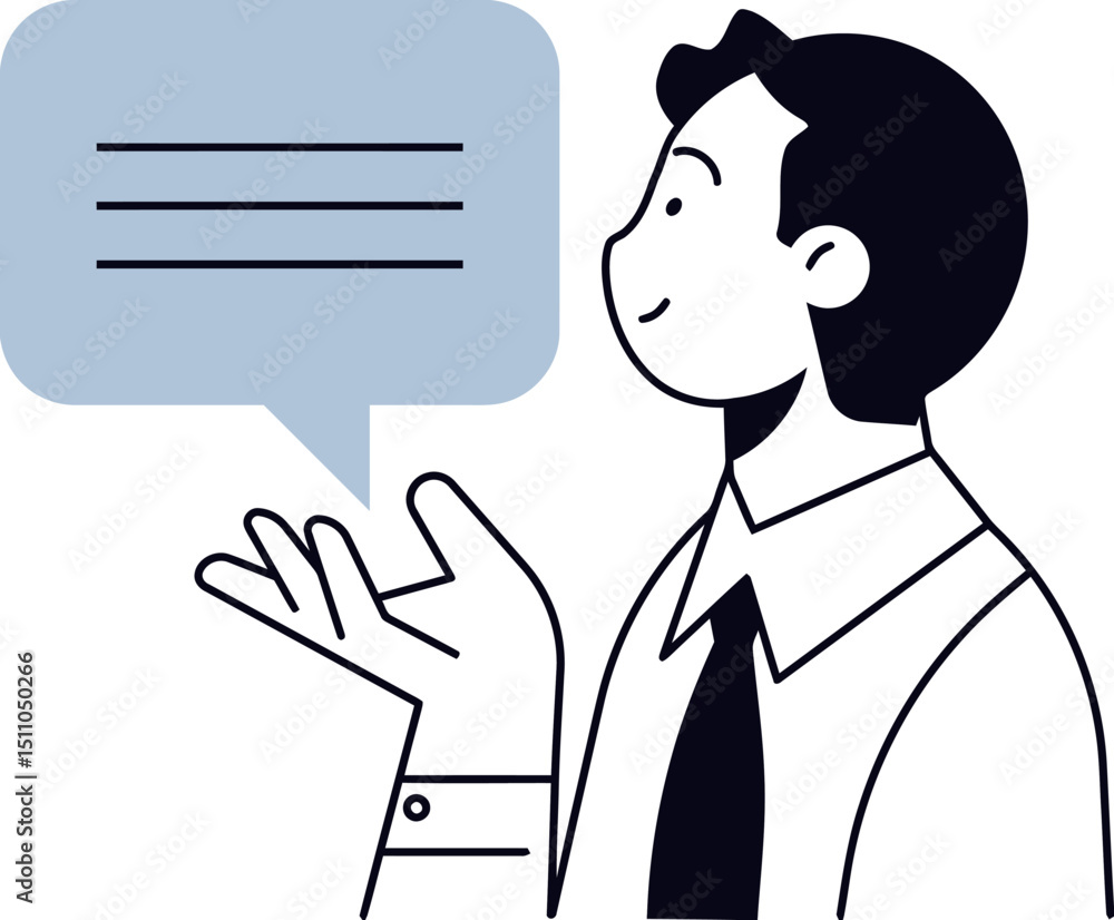 Poster man communication speech bubble conversation business dialogue message talking presentation idea dis