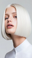 Simple elegance captured in a blonde bob hairstyle.