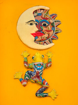 Ceramic Frog at the wall of Alley of the frogs, Los Sapos Neighbourhood, City of Puebla, Puebla State, Mexico