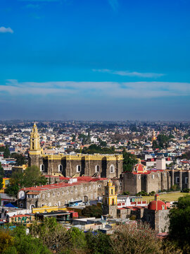 View towards the San Gabriel Franciscan Convent, Cholula, Puebla State, Mexico