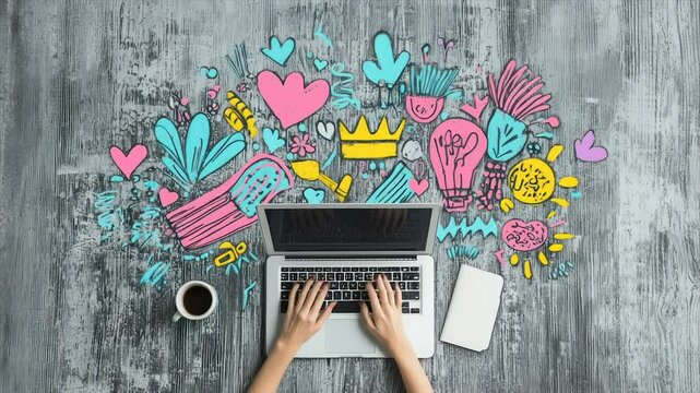 Creative Laptop Work Setup