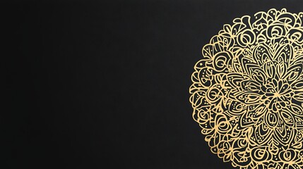 Gold mandala on black background