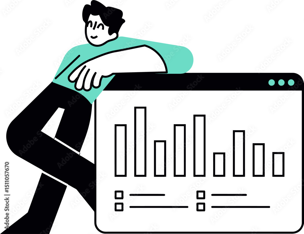 Poster man analytics data chart business graph diagram report analysis information marketing presentation g
