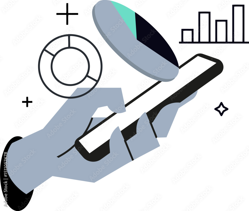 Poster mobile analytics data chart hand business technology digital marketing report graph information vect