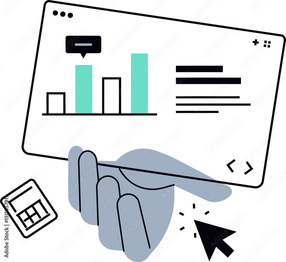 Poster analyzing data charts and graphs for business intelligence and financial performance review on scree
