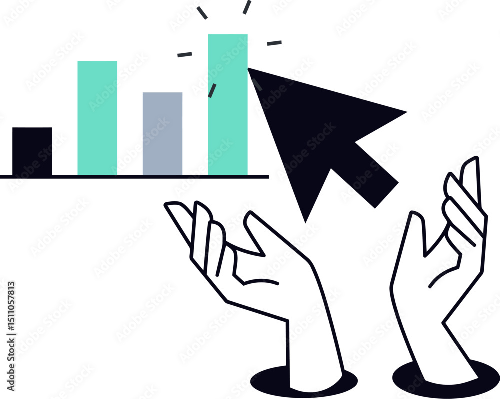 Poster data chart graph business analysis hands pointer growth success strategy marketing investment report