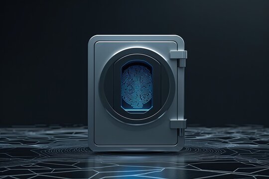 Biometric Scanning Virtual Safe in Ethereal Black for Enhanced Security and Verification in Technology Systems