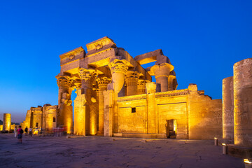 View of the Kom Ombo Temple at dusk, Edfu, Egypt, North Africa, Africa