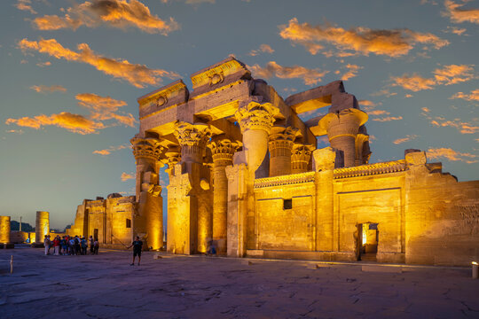 View of the Kom Ombo Temple at dusk, Edfu, Egypt, North Africa, Africa