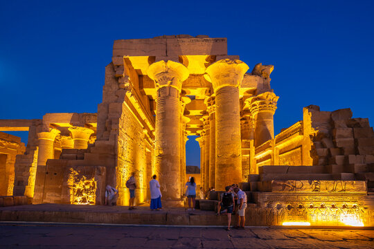 View of the Kom Ombo Temple at dusk, Edfu, Egypt, North Africa, Africa