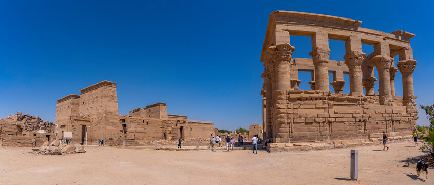 View of Temple at Philae on a sunny day, Aswan, Nubia, Egypt, North Africa, Africa