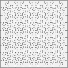 Jigsaw puzzle background with 81 pieces. Editable stroke vector.	