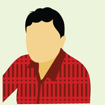 Design illustration of a man in a red shirt on a light background. Avatar design ideas for the interface of an application or an account. Can also be used for a caricature