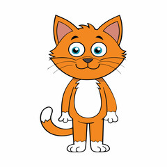 Fototapeta premium Cute Cartoon Cat Vector Illustration on White Background.