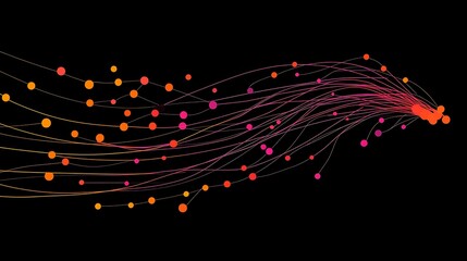 Obraz premium Abstract network design with flowing lines and vibrant dots