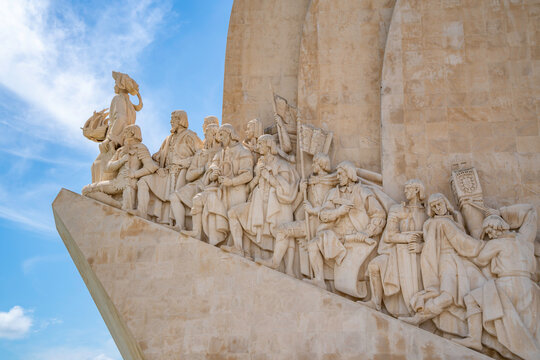 View of Monument to the Discoveries (Padrao dos Descobrimentos) on a sunny day, Lisbon, Portugal, Europe