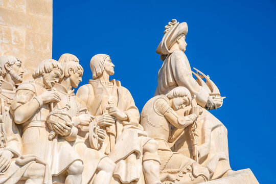 View of Monument to the Discoveries (Padrao dos Descobrimentos) on a sunny day, Lisbon, Portugal, Europe