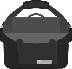 Black leather briefcase icon for business document printing