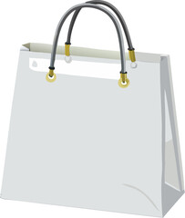 White blank paper shopping bag with handles, isolated for retail and gift merchandise