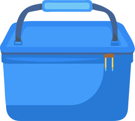 Blue plastic food container icon for travel luggage concept