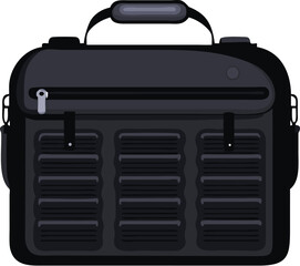 Black leather business briefcase with a handle isolated