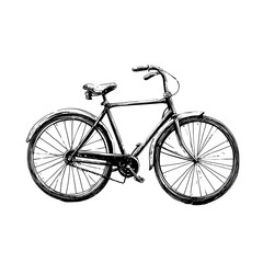 Fototapeta premium black ink stamp of a vintage bicycle silhouette, balanced composition with gentle ink variation, no props or shadows, --raw
