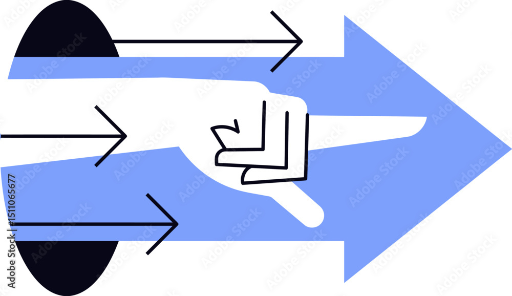 Poster arrow direction hand pointing graphic illustration vector design forward sign navigation right way g
