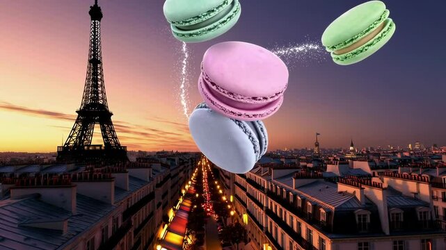 Dreamy Confectionery Flight in Paris Skyline