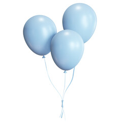 Three baby blue balloons floating joy celebration party
