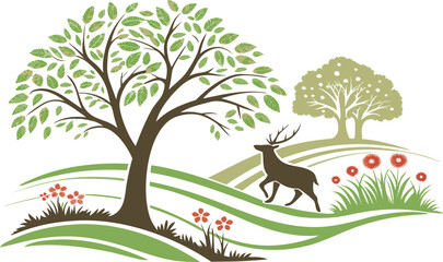 vector illustration of a tree with birds