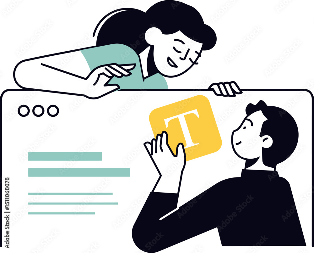 Poster teamwork collaboration design development website ui ux interface project management together planni