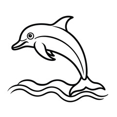 Fototapeta premium Jumping dolphin and whale silhouettes, perfect vector icons for aquatic animal and sea life logos