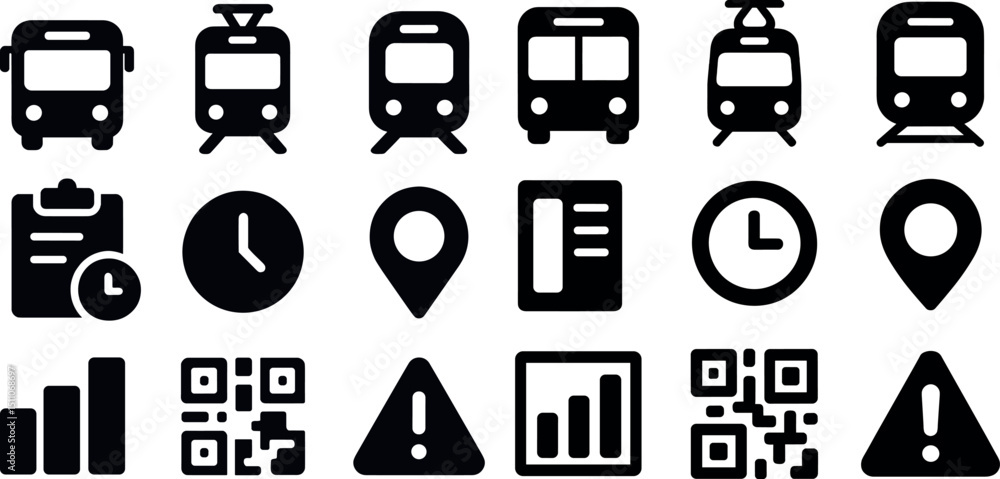 Poster transport and navigation icons for app and web design