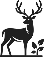 Fototapeta premium Simple Minimalist Deer Vector Art, Elegant Running Deer Illustration, Deer silhouette on White or Transparent Background