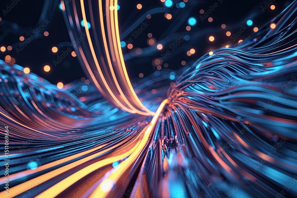Poster innovative abstract wave pulse: a dynamic technology connection in a futuristic 3d backdrop