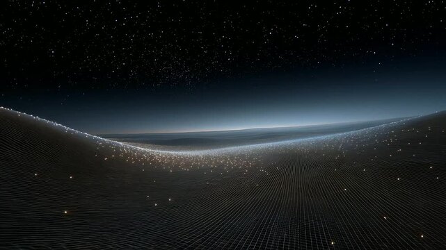 A curved light grid above an asteroid field mapping spatial data