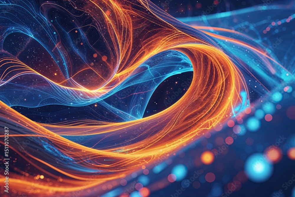 Poster enigmatic abstract wave: a vibrant technology background bridging connectivity and data visualizatio