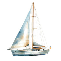 Yacht, watercolor illustration vector, high quality, isolated on a white background.