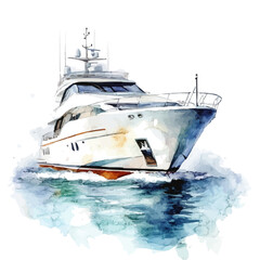Yacht, watercolor painting vector, high quality, isolated on a white background.