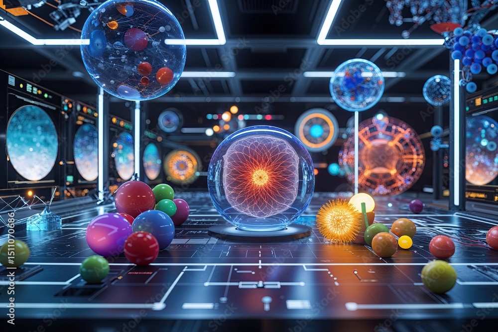 Poster immersive science and technology visualization with plexus-driven background