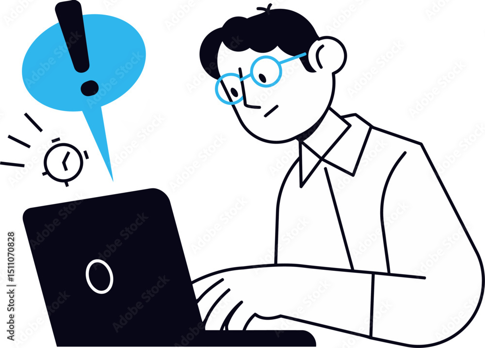 Poster man laptop computer technology internet communication online digital device software information net