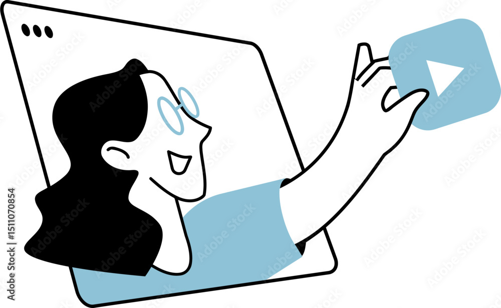Poster illustration video play button media content digital marketing online stream tutorial presentation c
