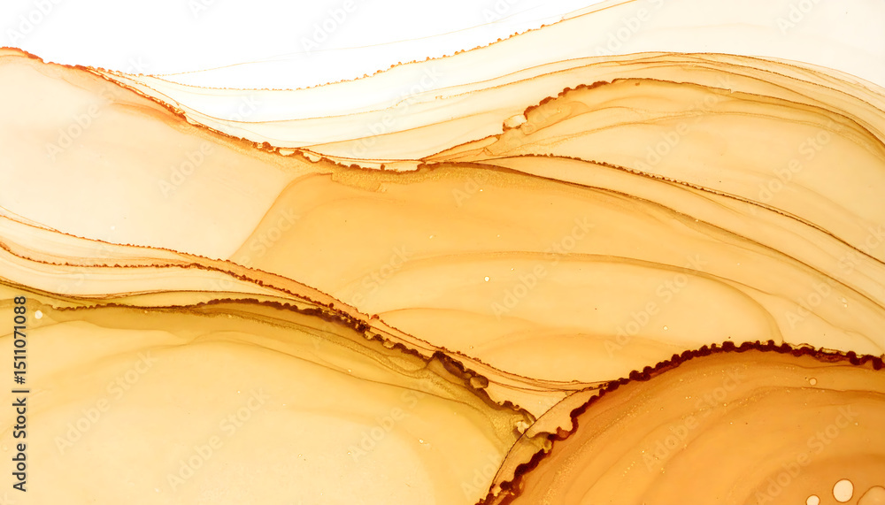 Poster an ethereal abstract image of flowing caramel-colored fluid with soft waves and darker, delicate out