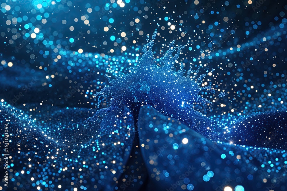 Poster deep azure shimmering particle visual backdrop with luminous effect