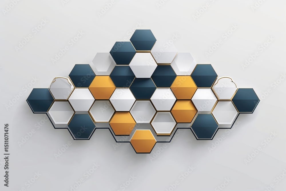 Poster vector banner design with hexagon pattern on white background